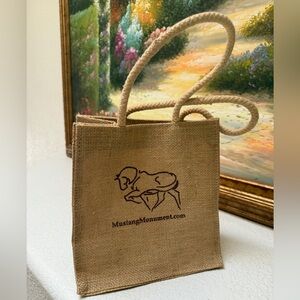 New Mustang Monument Burlap Tote Bag small